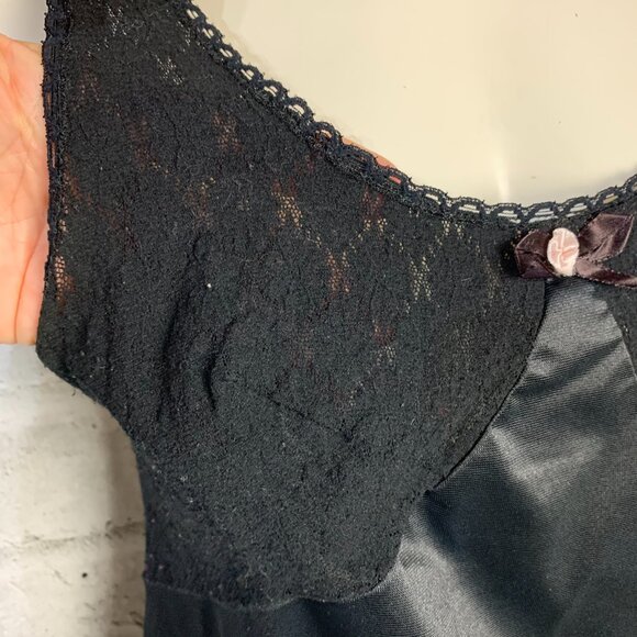 Vintage 90s Slip Dress Small Black Babydoll Short Lingerie Nightgown - Picture 5 of 16